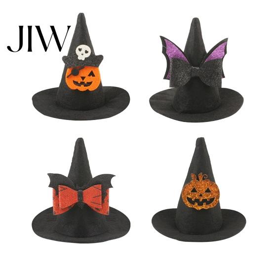 Small Animal Holiday Headwear Pet Halloween Witch Hat, Bows/Pumpkins Decor, Adjustable Felt Store Promotional Accessory Costume Accessory, Lightweight