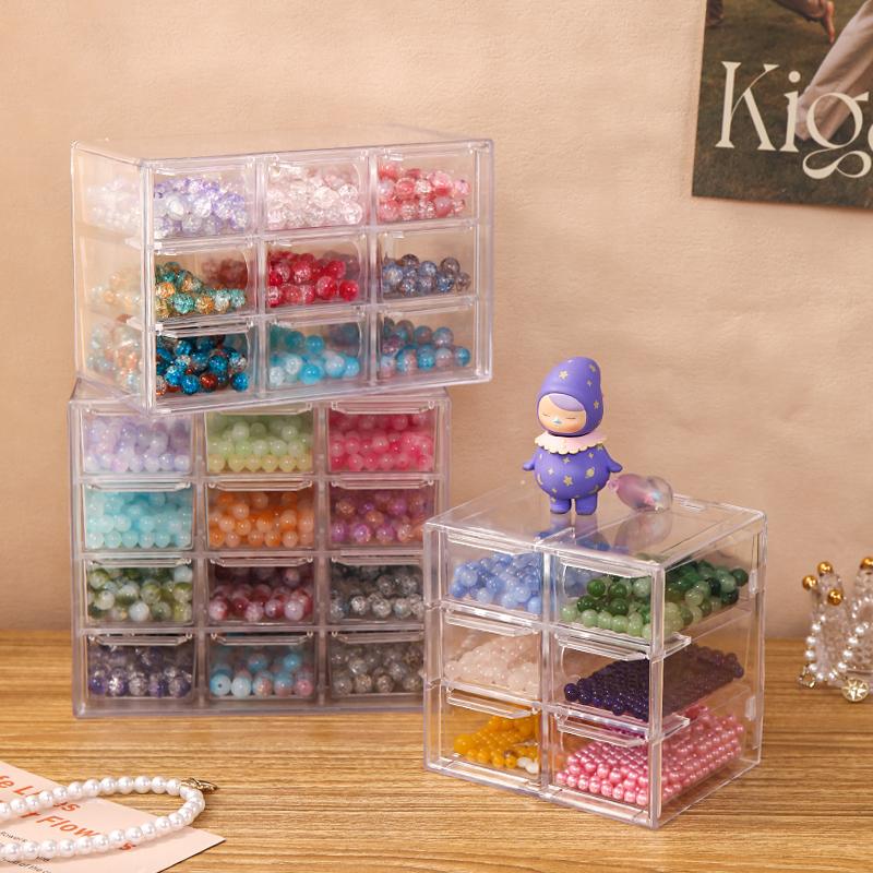 1pc drawer style multifunctional 6/9/12 grid stackable bead storage box transparent acrylic desktop jewelry display box