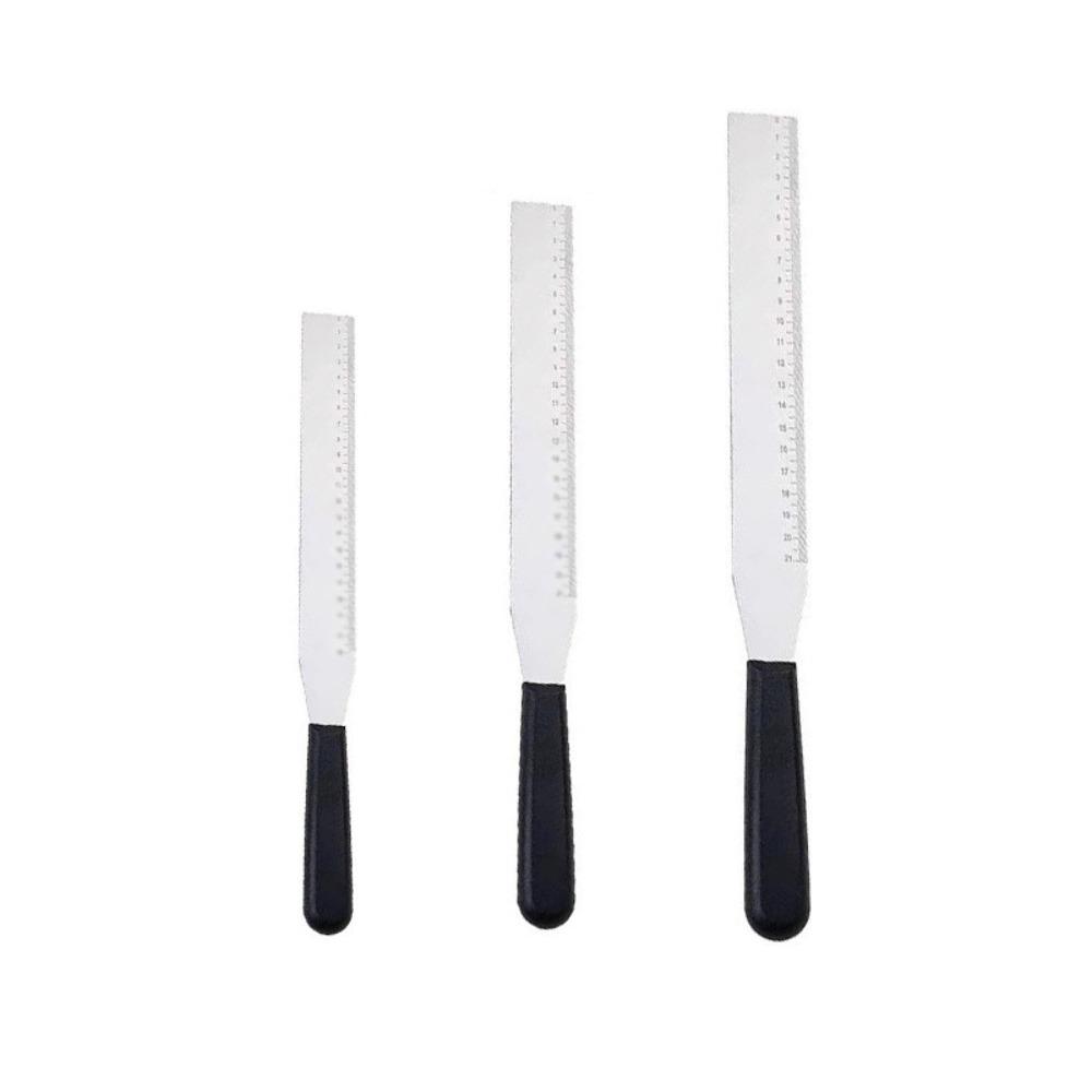 3PCS 8/10/12 in Stainless Steel Cake Cream Spatula with Markings Non-slip Handle Right Angle Spatula Rust-proof