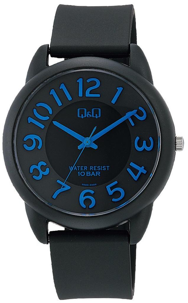 CITIZEN 10 ATM Water Blue and Q&Q Women's Watch, Colorful, Fashionable, Analog, Resistant, Black, VR64-005