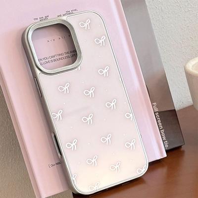 Gilded Ins Bow Apple 16 Mobile Phone Case Suitable for IPhone 15 Anti Fall 13pro Max Glass 14 Sweet