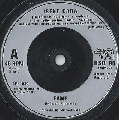 Disc 7 inch IRENE CARA - Fame RSO90 RSO 1982 UK Pop Folosit