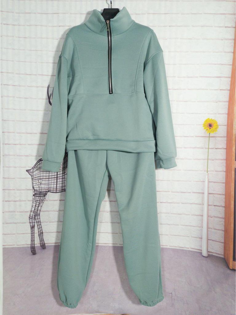 Traje de Invierno para Mujer de Dos Piezas de Forro Polar: Moda Estilo Callejero Europeo y Americano