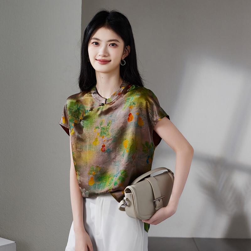SOFSIL Women s Silk Blend Retro Chinese Style Blouse L зелёный