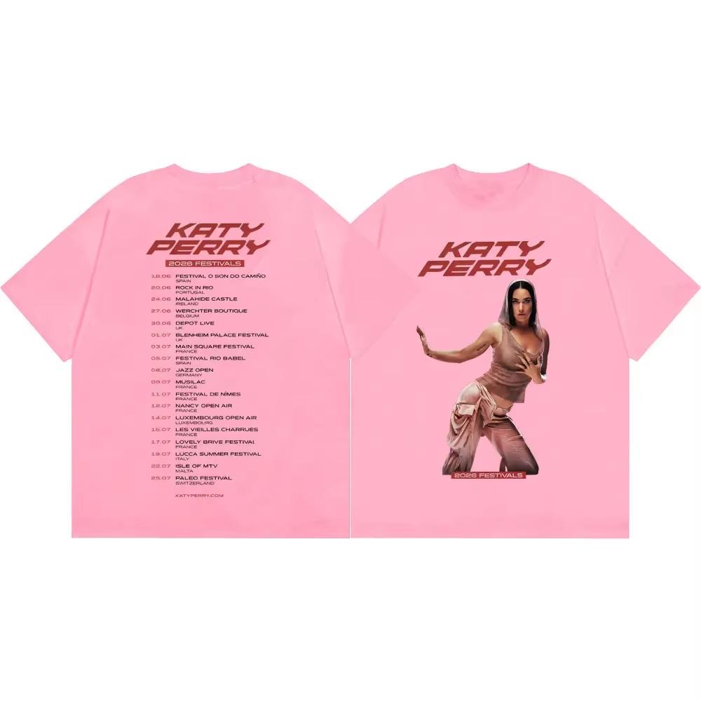Vintage Washed Katy Perry The Lifetimes Tour 2026 Pop Music Tour Merch Graphic T-shirt Men Women Printed Tee Summer Casual Fashion Clothing Unisex