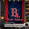 TapestryBoston Red Sox Custom Name Text Personalized Wall Hanging Tapestry Home Wall Decor