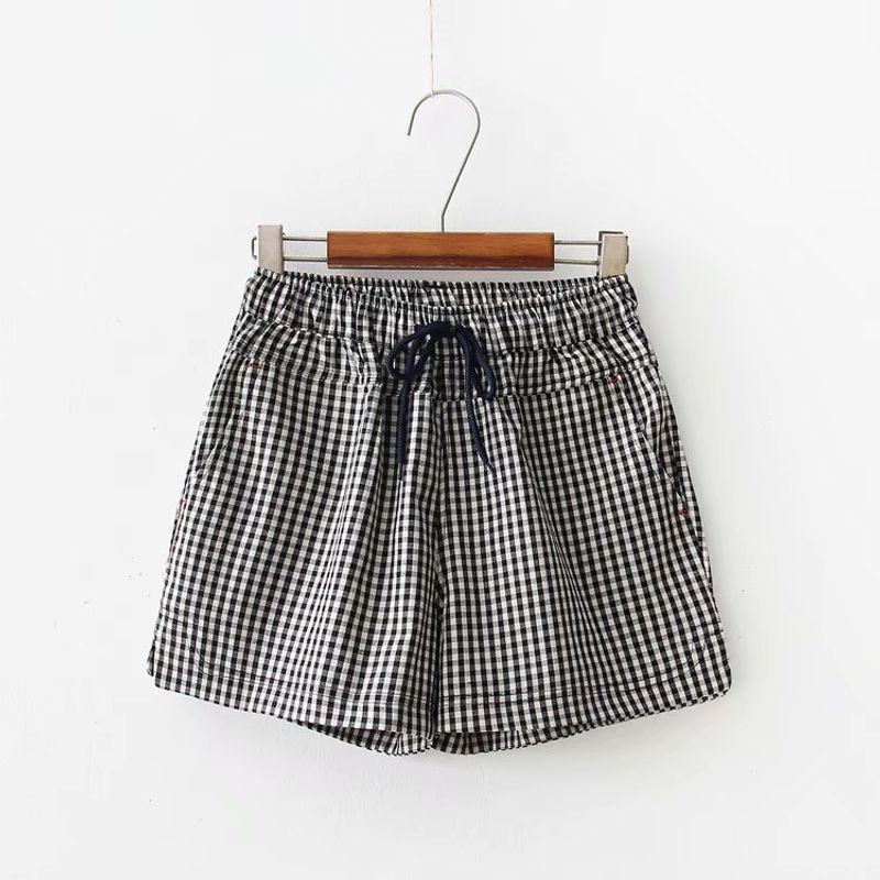 

Шикарные летние шорты с эластичной талией, в клетку, повседневные, с широкими штанинами Big Gingham shorts XL