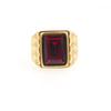European and American Gemstone Ring Boys Titanium Steel Jewelry Personality Male and Female Gender Neutral Ring Multi-colored Gemstone