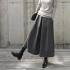 Winter Gray Women's Skort, Daily Commute Elegant Loose High-Waist Wide-Leg Pants, Versatile Ankle Pants