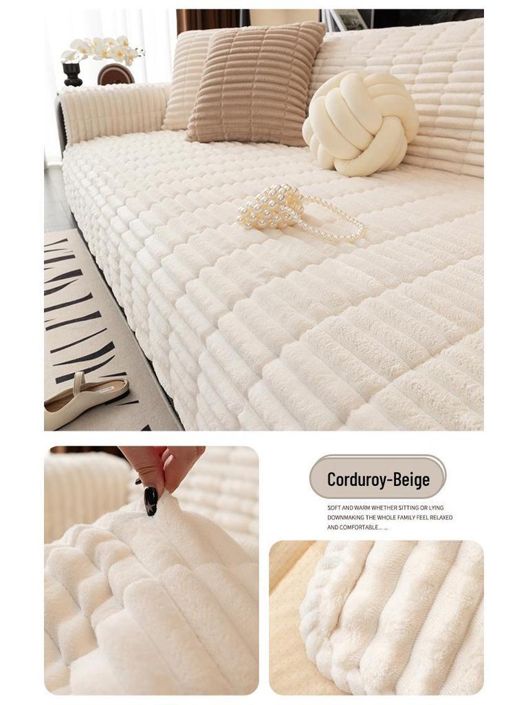 2026 Winter Plush Non-Slip Sofa Cushion & Leather Cover