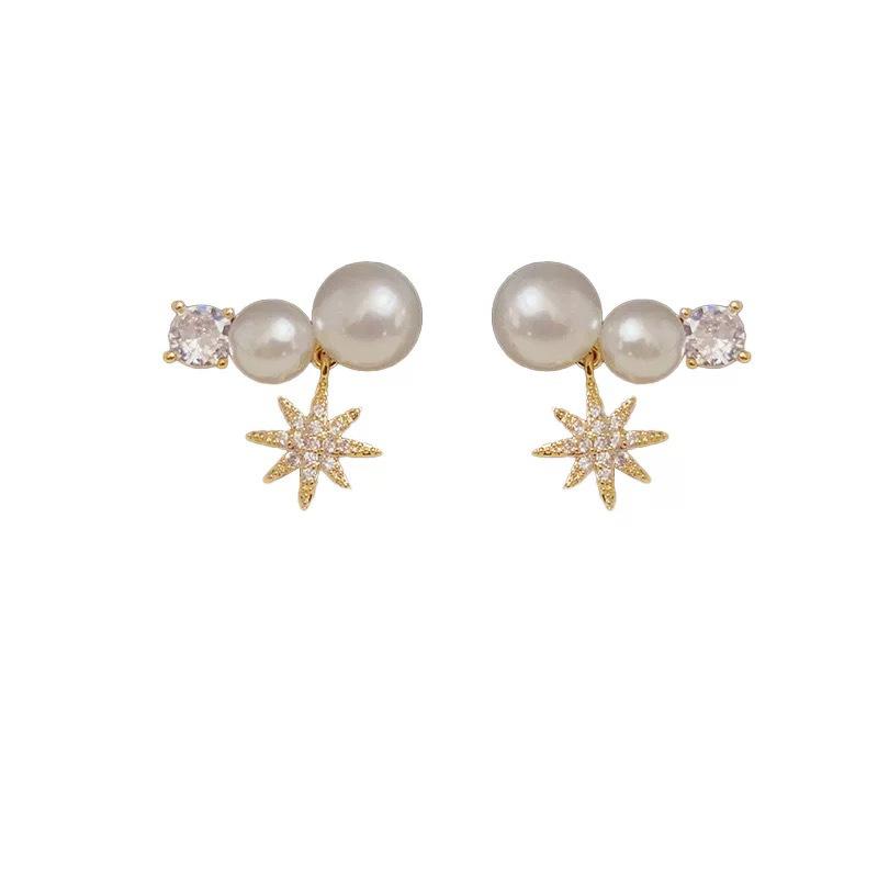 Unique niche pearl stud earrings for women, popular autumn and winter, high-end sense, light luxury temperament, ear clips, women's hole-free earrings