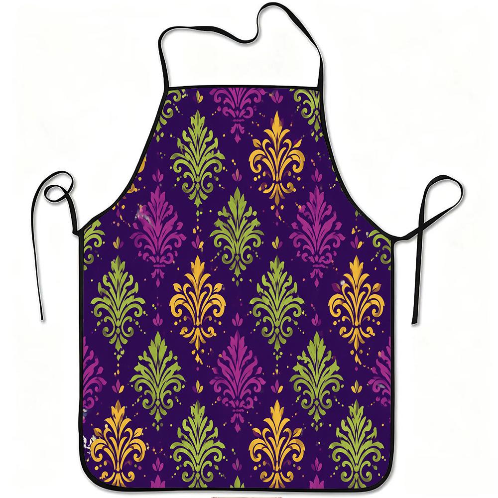 1pc Colorful Baroque Floral Print Apron, Durable And Easy To Clean, Adjustable Waistband, Polyester Material, for Kitchen Cooking, Gardening, Orchard