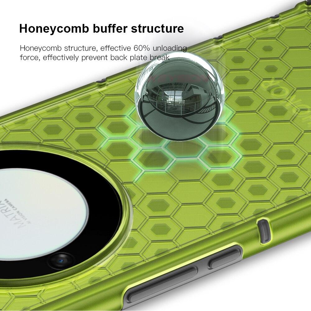 KEYSION Stoßfeste Rüstungshülle für Huawei Honor X9A 5G, weiches Silikon + PC, transparente Waben-Telefonrückseite für Honor X9 5G