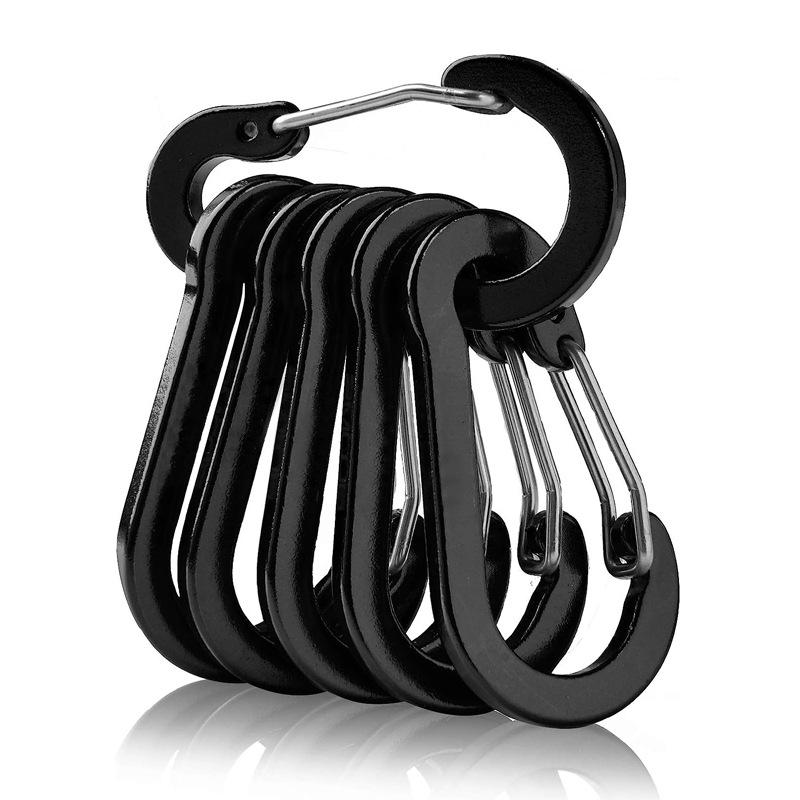 6Pcs Aluminum Alloy Carabiner Outdoor Backpack Tools Camping Climbing Buckle Fishing Hook Keychain Lock Buckle Snap Clip