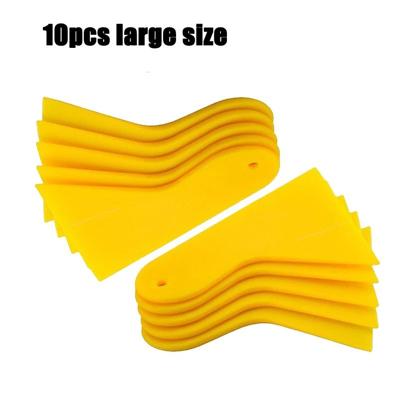 10pcs Mini Car Film Wrap Scraper Tools Yellow Hard Sticker Smoothing Triangle Squeegee Car Window Vinyl Wrap Film Tools