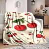 1pc Cherries Fruit Lightweight Flannel Blanket, Comfortable and Warm Blanket, for Office and Camping Sofa Bed, Livingroom044