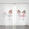 2 Panel Pink Unicorn Curtains Ballerina Girl Curtains for Kids Girls Bedroom Window Blinds Floor-to-ceiling Windows Grommet Top