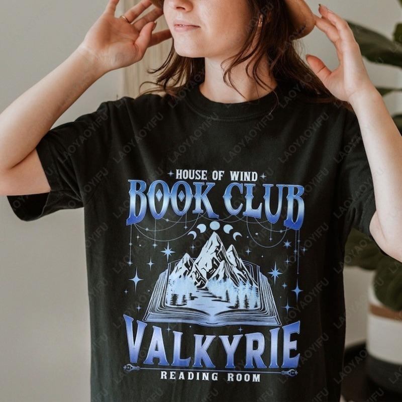 House Of Wind Book Club Cotton Shirts Fun Acotar Book Club Tee Night Court Throne Of Glass Valkyrie Women Oneck Printed Tops