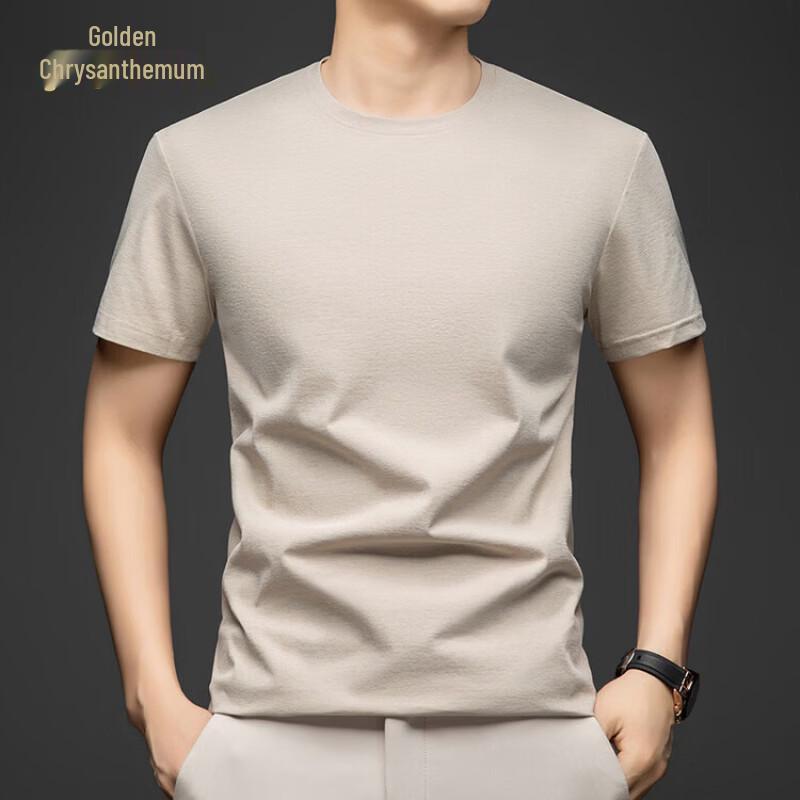 Jinjuan Men s Solid Color Cooling Breathable Round Neck T-Shirt 4XL