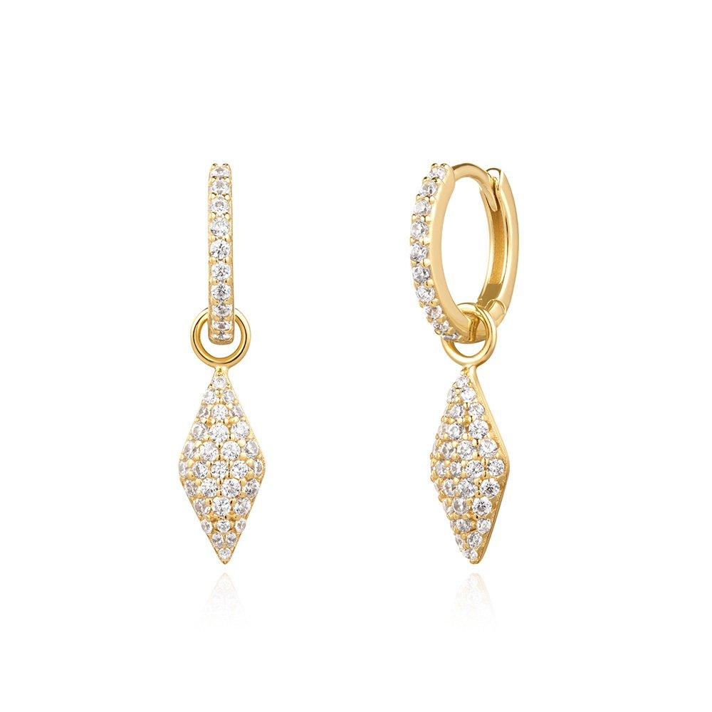 Gold Pave Sparkle 925 Silver Ring Earrings E061-13G