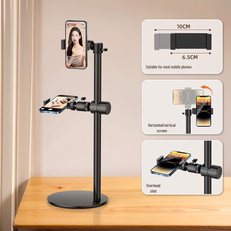 Dual-Machine Live Stream Phone Stand: Adjustable Desktop Holder for Shooting & Viewing