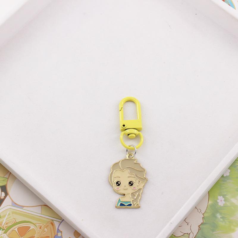 Cute Snow White Shiny Metal Keychain Anime Princess Alloy Pendant Kawaii Charm Keyring Decorative Ornament For Men Women Gift