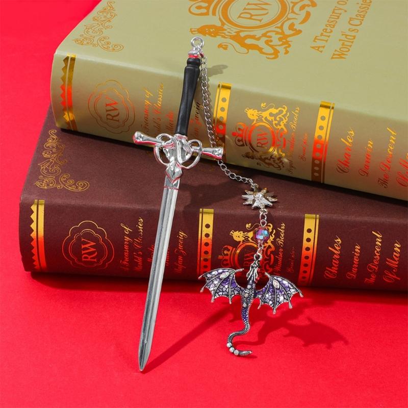 2 Pcs Dragon Swords Bookmarks Metal Page Markers Fantasy Bookmarks Stylish Reading Bookmarks Creative Bookmarks for Boy