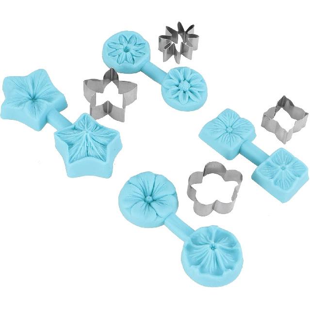 Flower Silicone, 4 Sets Fondant Chocolate Silicone Baking with Cutter