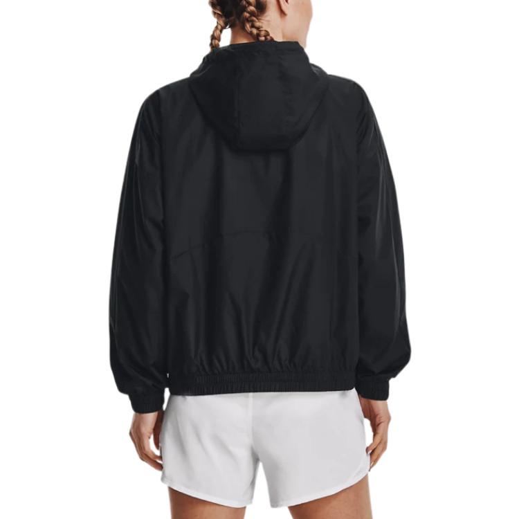 Under Armour Felpa con cappuccio e zip con stampa a lettere a tinta unita Giacca vintage giacche da donna Nero 1369845-001