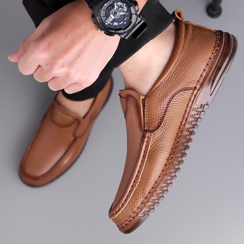 Fashion Men's Walking Shoes Genuine Leather Outdoor Driving Shoes Light Antiskid Casual Leather Oxford Shoes Business Loafers