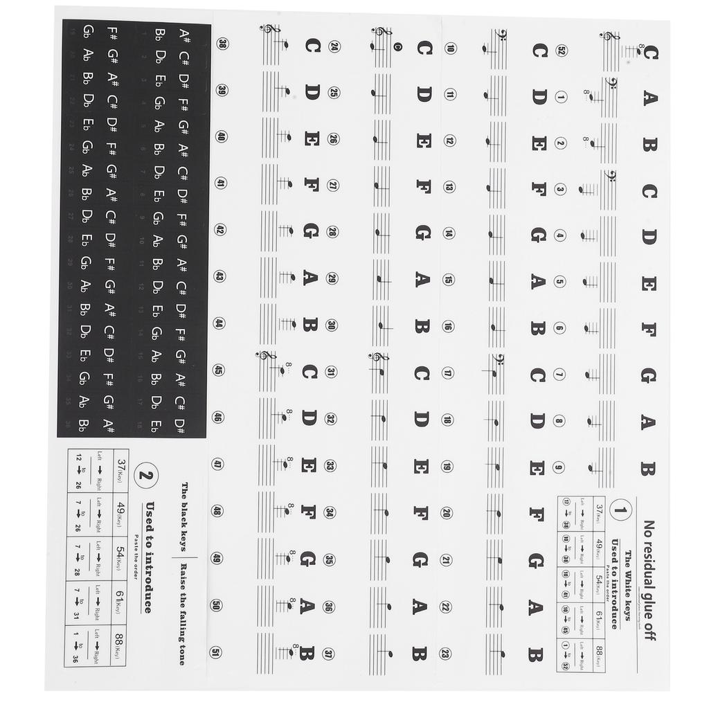 Piano Sticker Electronic Piano Removable Keyboard PVC Adhesive Staff Intonation Labels