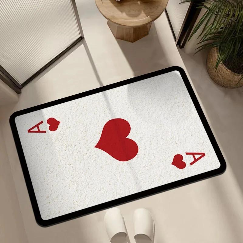 Ace of Spades Playing Card Rug Trendy Poker Shaped Carpet Soft Non Slip Floor Mat for Bedroom Game Room Entryway Home Decor