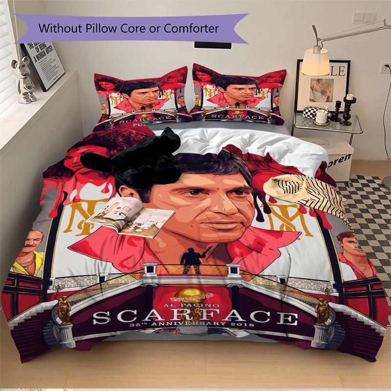 3Pcs Scarface Push Limit Bedding Set Soft Fabric Duvet Cover Pillowcases Home Christmas Xmas Halloween Gift 1 Duvet Cover 2 Pillowcase L1269