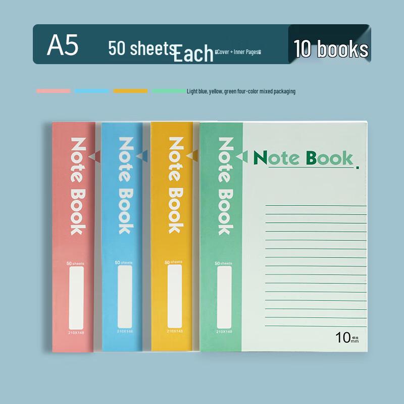 Bailiwen Softcover Notebooks, 50-Sheet 10-Pack