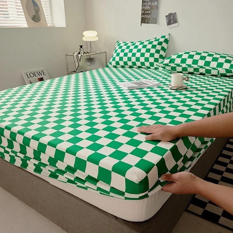 Cotton Fitted Sheet with Elastic Band Non Slip Adjustable Mattress Cover Suitable for King Size Bed Bedding Sheets for Bed