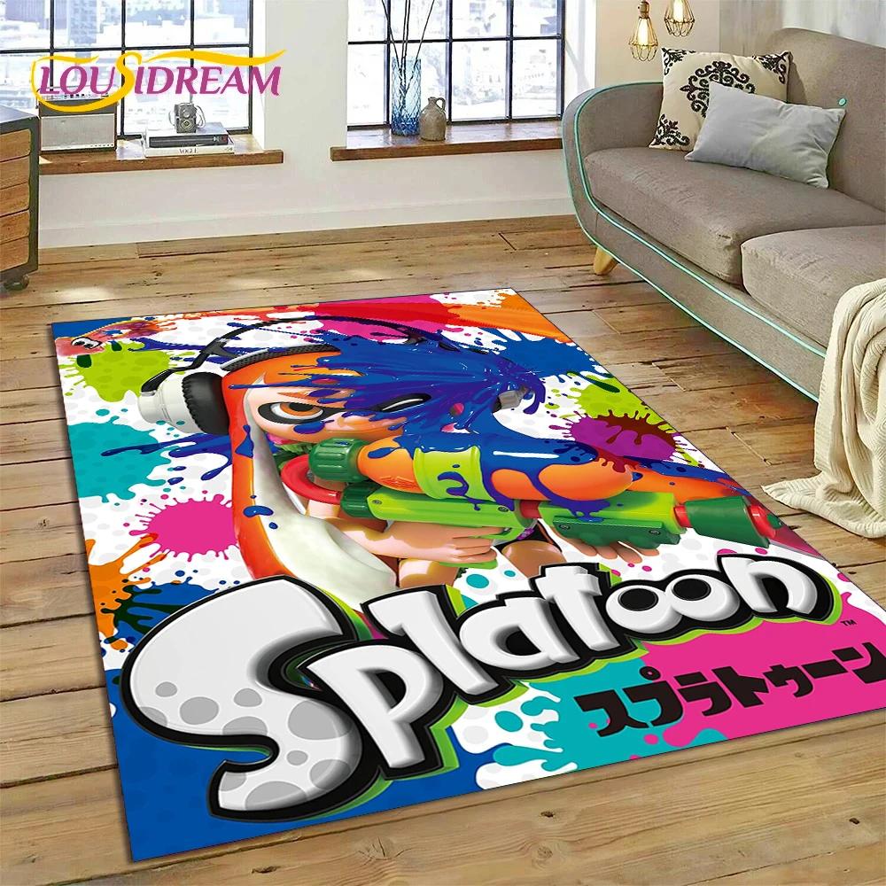 Splatoon3 PC Gamer Kreskówka Gra Dywanik do Sypialni Salonu Domu Dekoracja Sofy,Gra dla Dzieci Duży Dekor Mata Podłogowa Prezent