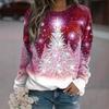 2025 American Raglan Sleeve Women's Hoodie - 3D Christmas Tree Print, Round Neck, Loose Fit for Autumn/Winter