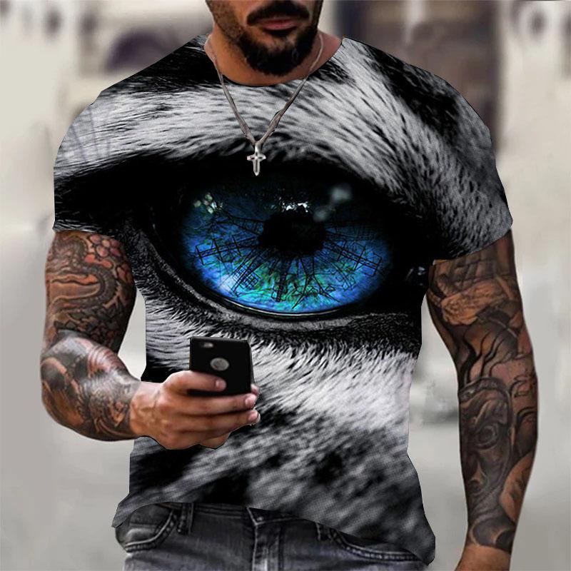 Men's T Shirt 3D Digital tiger Print Short Sleeve T-Shirts Comfy Casual Elastic Crew Neck Men Outdoor Activities Top