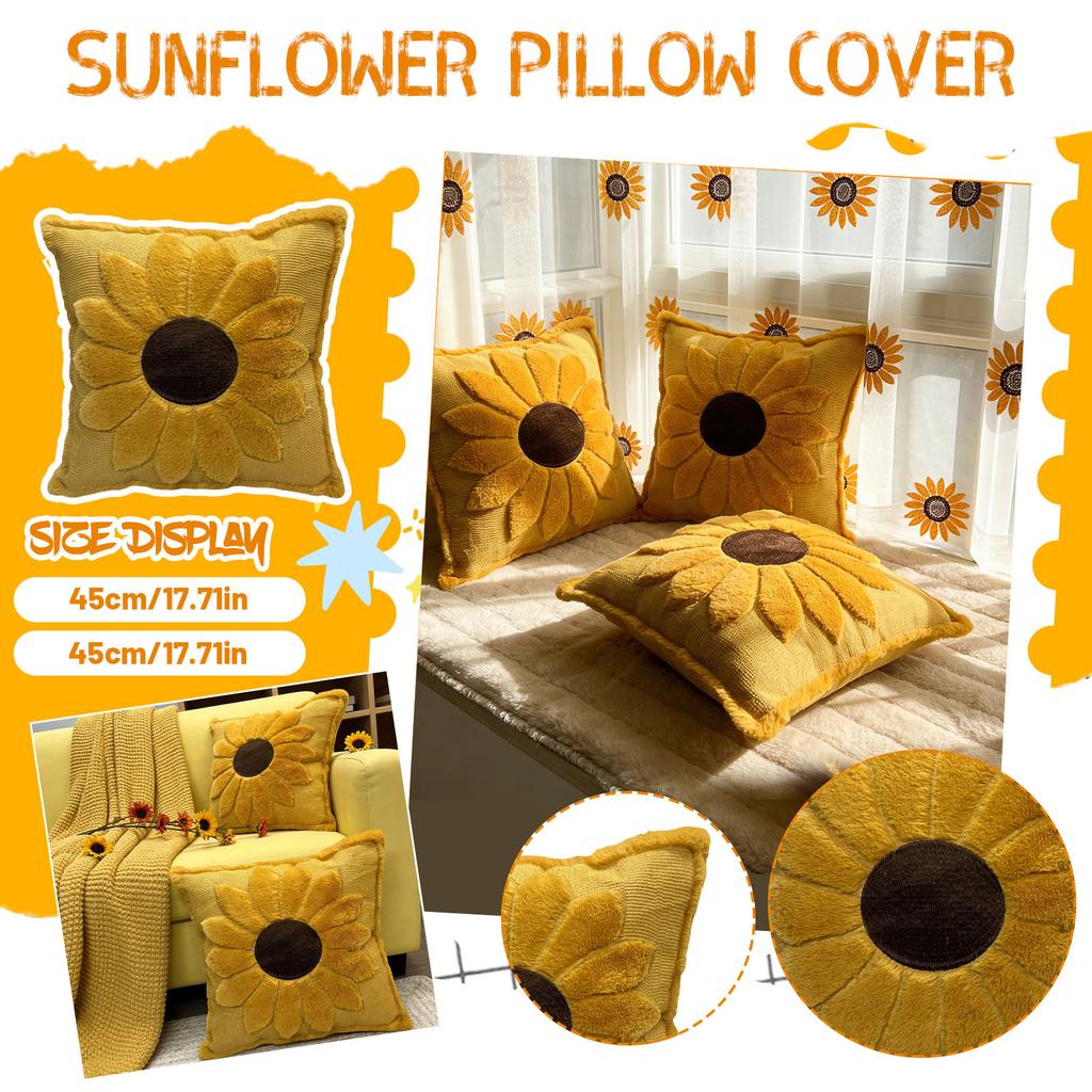American- Sunflower Throw Pillowcase, 3D Quilted, Perfect For Spring And Summer, Suitable For Sofas And Beds.