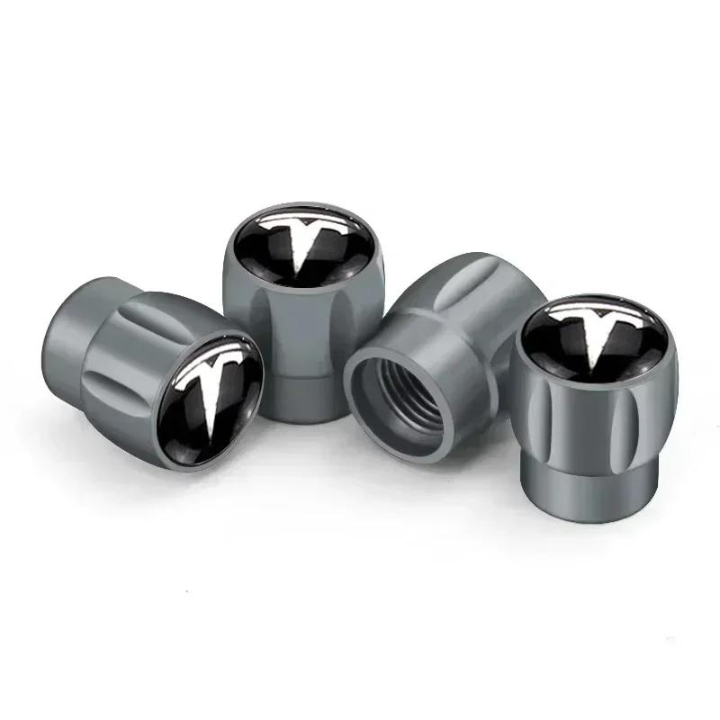 Autoaufkleber Tesla 4 Stück Legierung Auto Rad Reifen Ventilschaft Dekorative Kappen für Tesla Logo Modell X Modell S Y Modell 3 Roadster P85D P90D