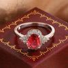 Vintage 925 Silver Red Crystal Zircon Ring – Elegant Bridal Wedding Band,  Engagement Ring for Women, Romantic Love Gift for Her
