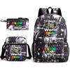 New rhythm box game merchandise primary school bag sprunki cartoon starry sky backpack 3-piece set D