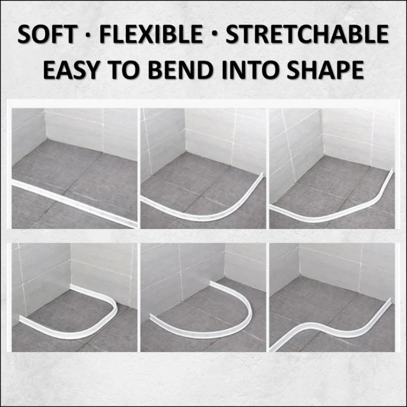 Striscia Silicone Flessibile per Bagno Trattenuta Acqua Barriera Acqua Doccia Separazione Bagnato Asciutto per Cucina Toilette Box Doccia Accessori Bagno Casa