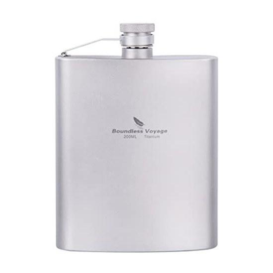 Boundless Voyage Titanium Hip Flask 200ml Whiskey Alcohol Ti Ultra-light Portable Sake Bottle HealthRust-free