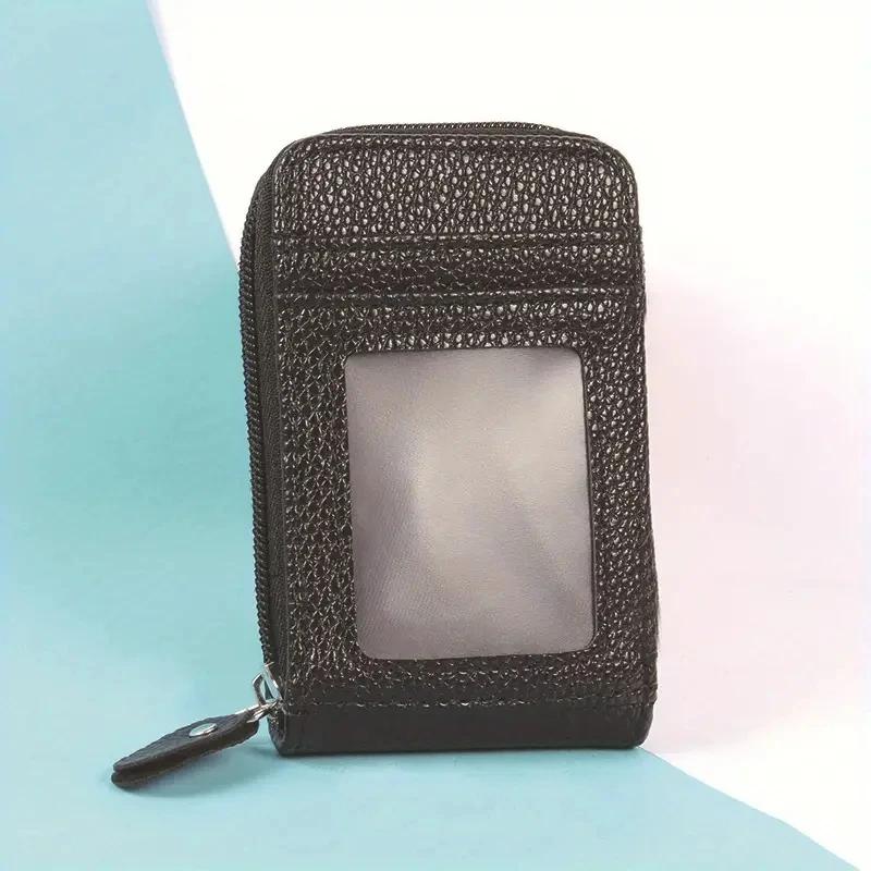 

Exquisite Wallet with Multiple Card Slots and Compact Design, Business Card Holder Zipper Vertical Clutch чёрный