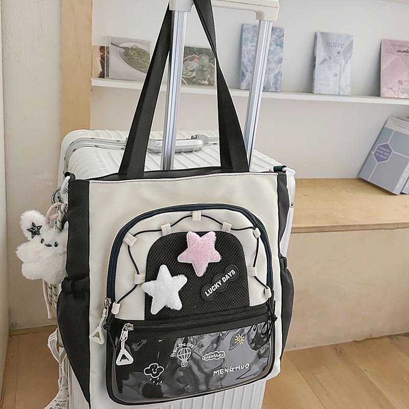 Large capacity Girl Messenger Bag Korean Joker Junior High School Students' Class Tutoring Handbag Leisure Joker Shoulder Bag.