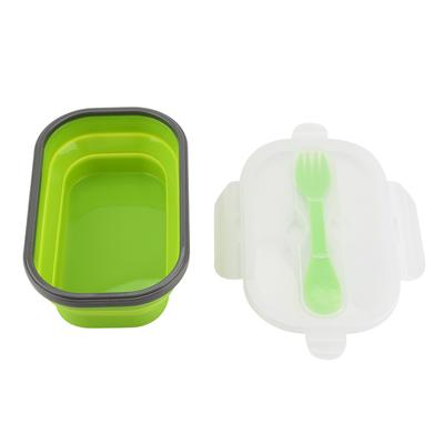 Silicone Lunch Picnic Food Fruit Box with Fork Fold Able Telescopic Stretchable Container