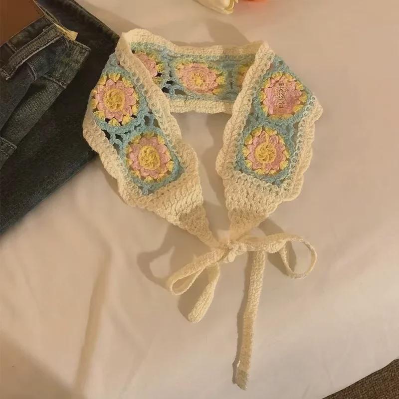 

Цветной вязаный треугольный платок и плетеная повязка на голову для женщин