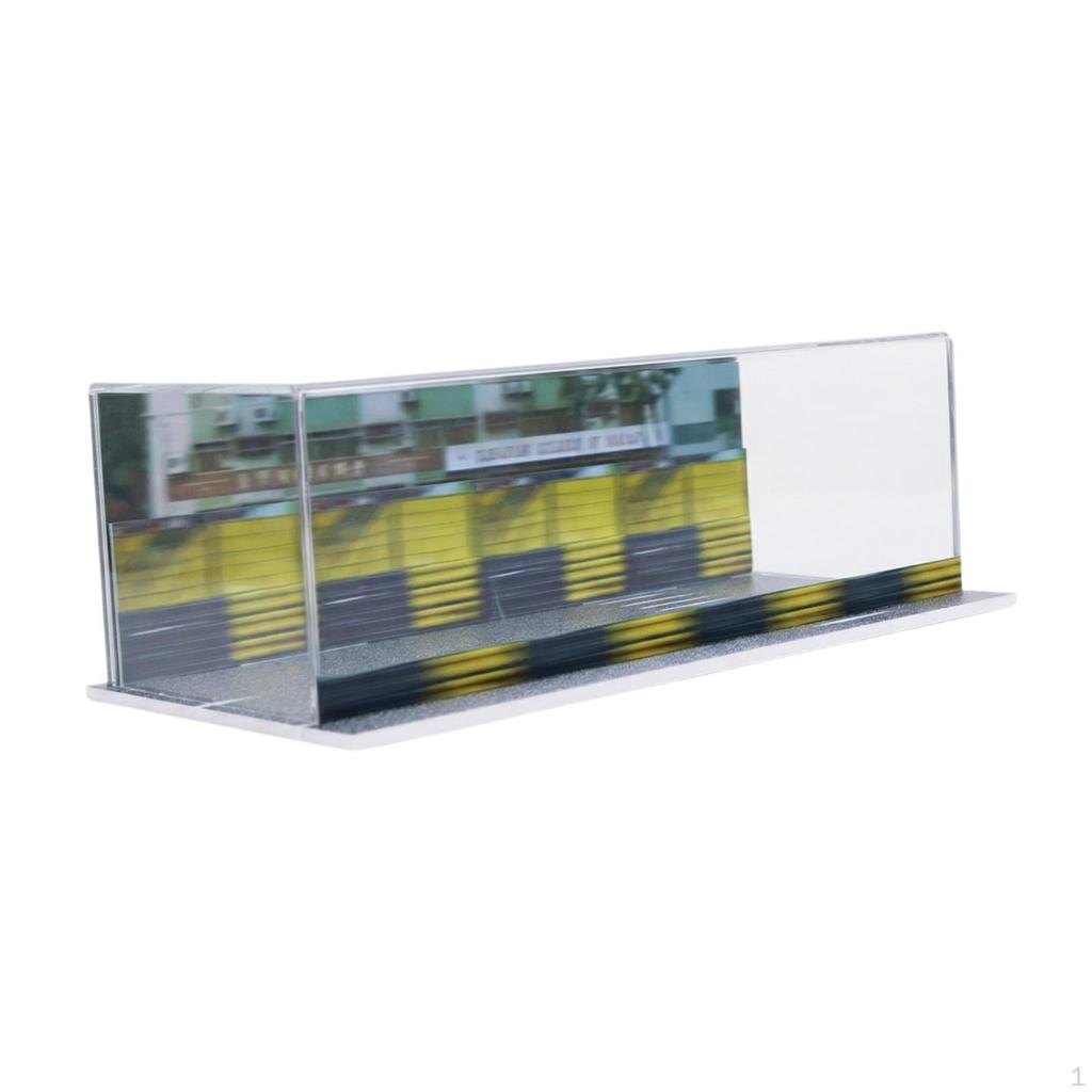 1/64 Model Car Display Case Miniature Street Scene with LED Lights for Sports