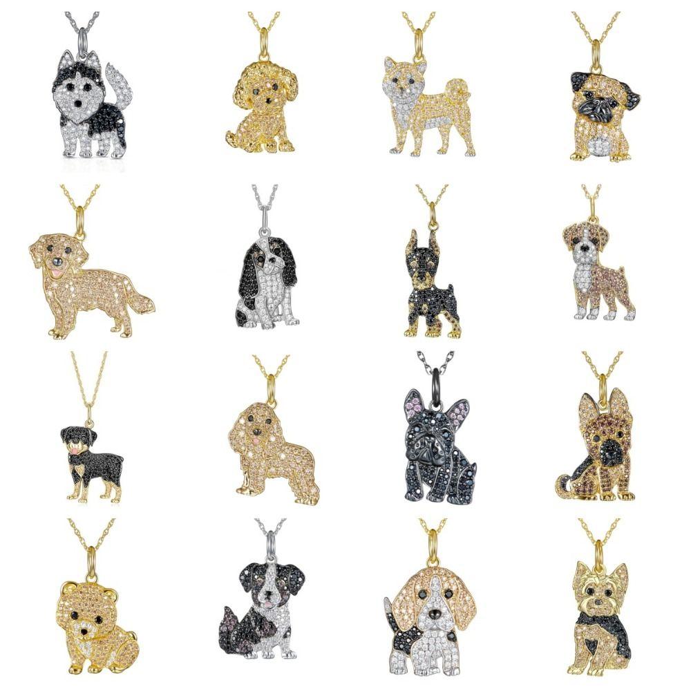 French Bulldog Pet Puppy Necklace Rhinestone Dog Necklace Exquisite Beagle Pendant Dog Lovers